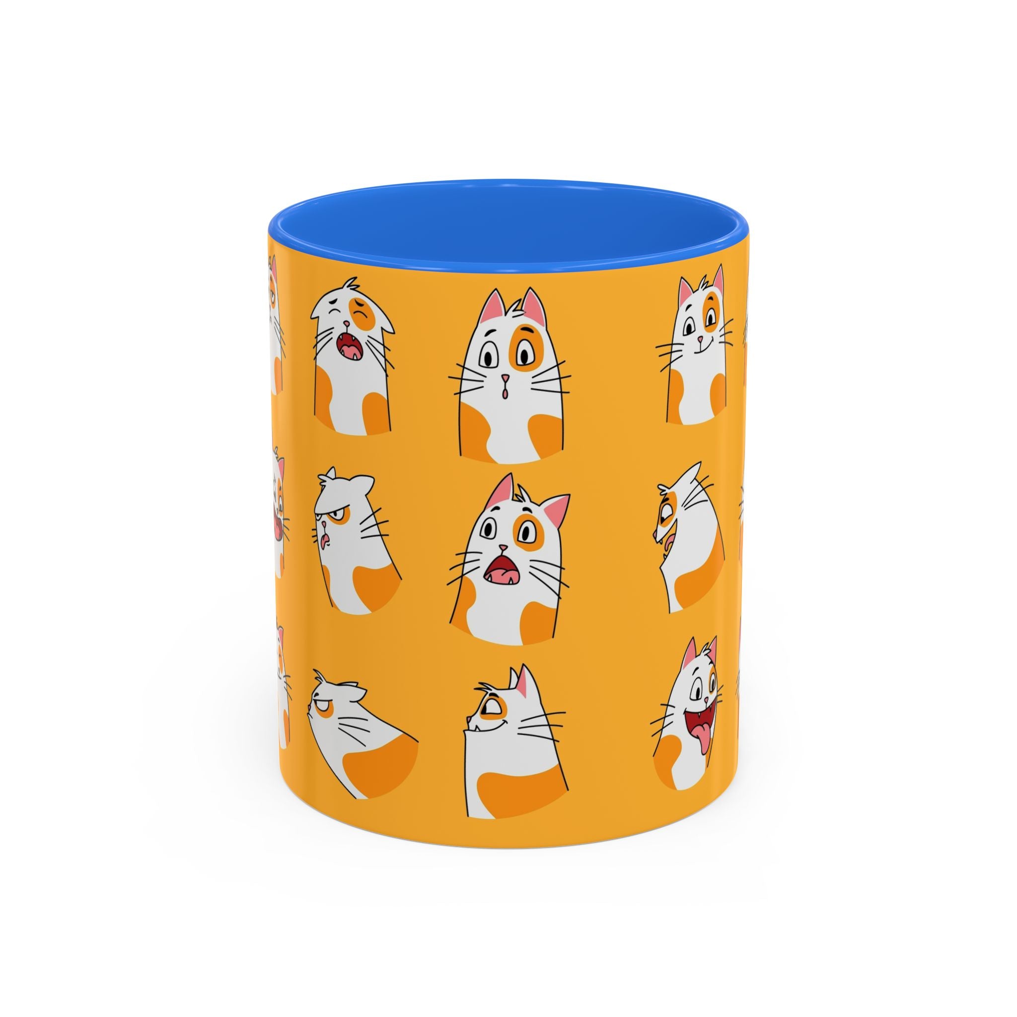 Orange expressive cat faces Mug | Ceramic coffee cup