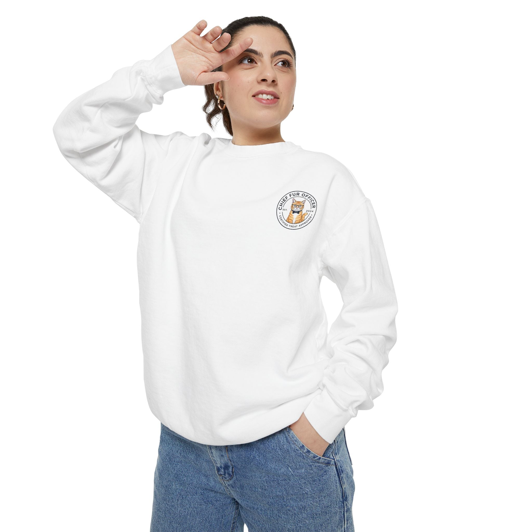 Stay Pawsitive Cat Crewneck Sweatshirt — Cute Cat Graphic ‘Stay Pawsitive’ Pullover