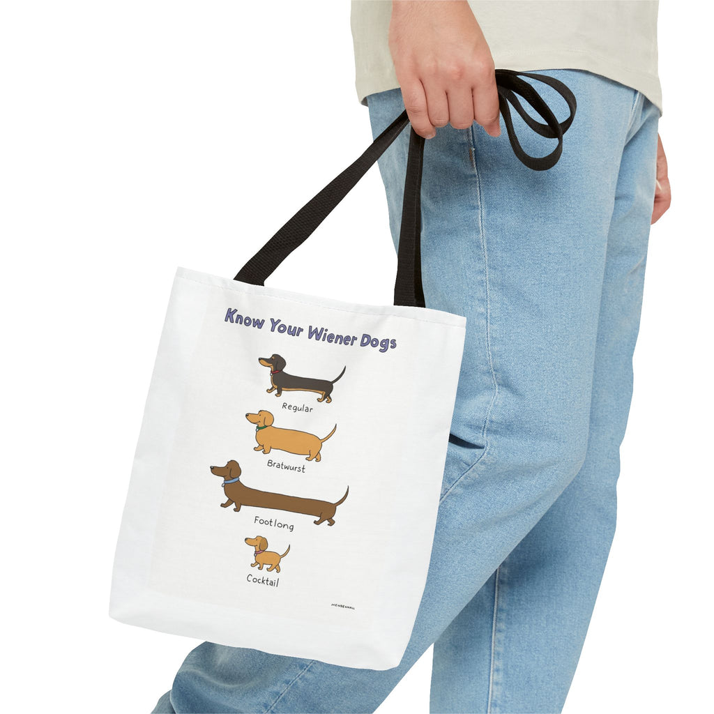 Know Your Wiener Dogs Tote Bag | Dachshund Illustration, Dog & Cat Breed Chart