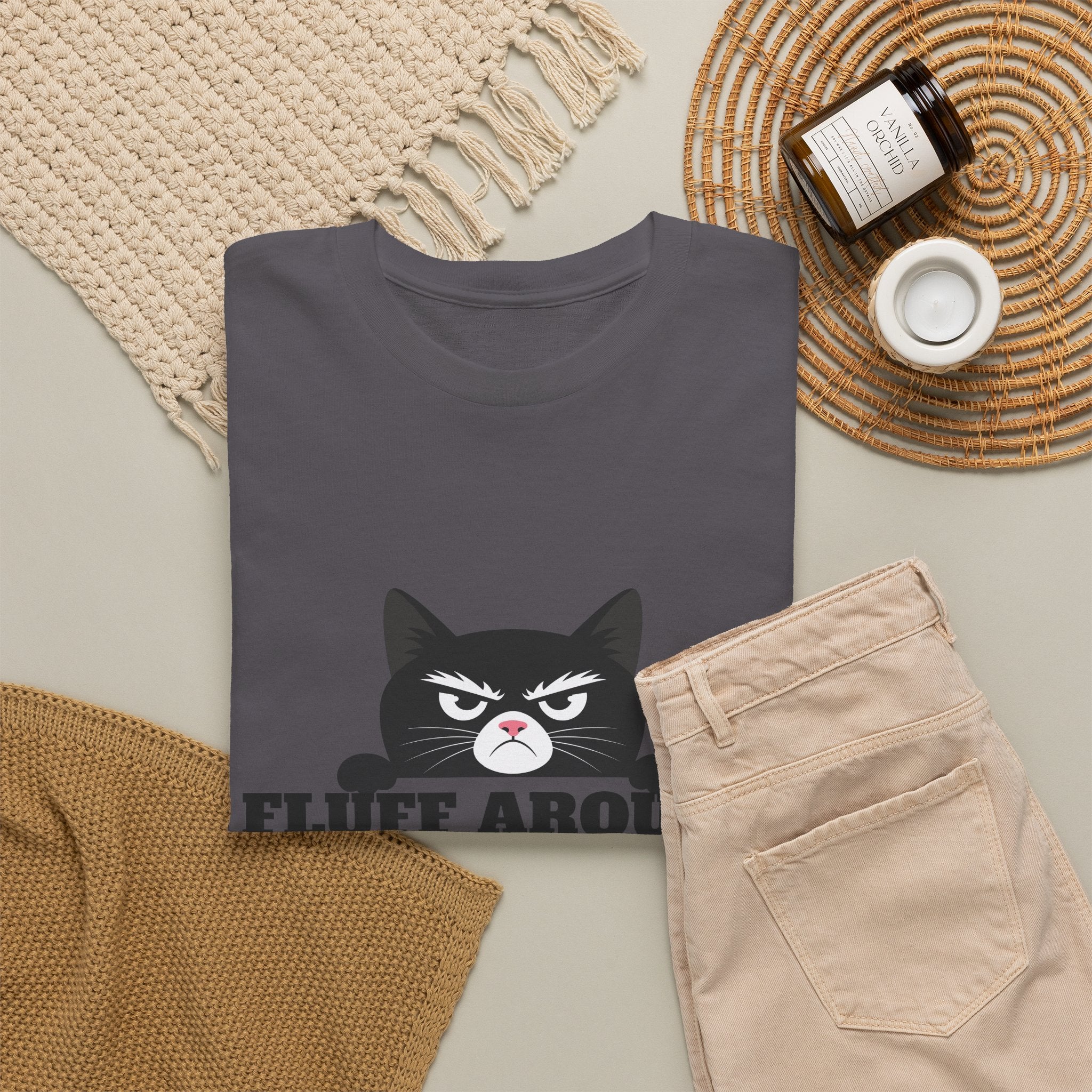 Grumpy Cat Face Fluff Around and Find Out Tee | Funny Cat Quote Shirt