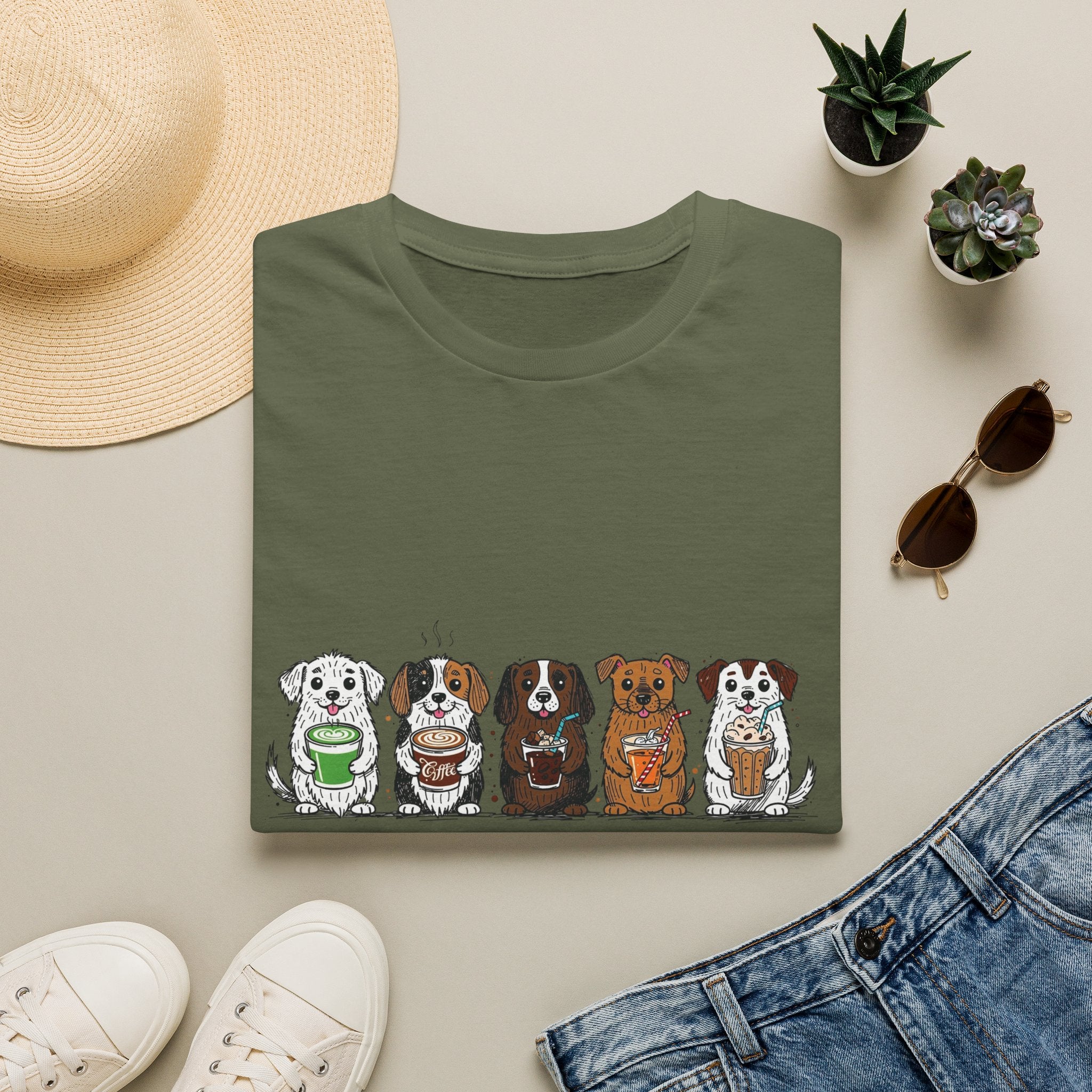 Cute Dachshund Lineup T-Shirt — Cartoon Wiener Dog Crew Graphic Tee