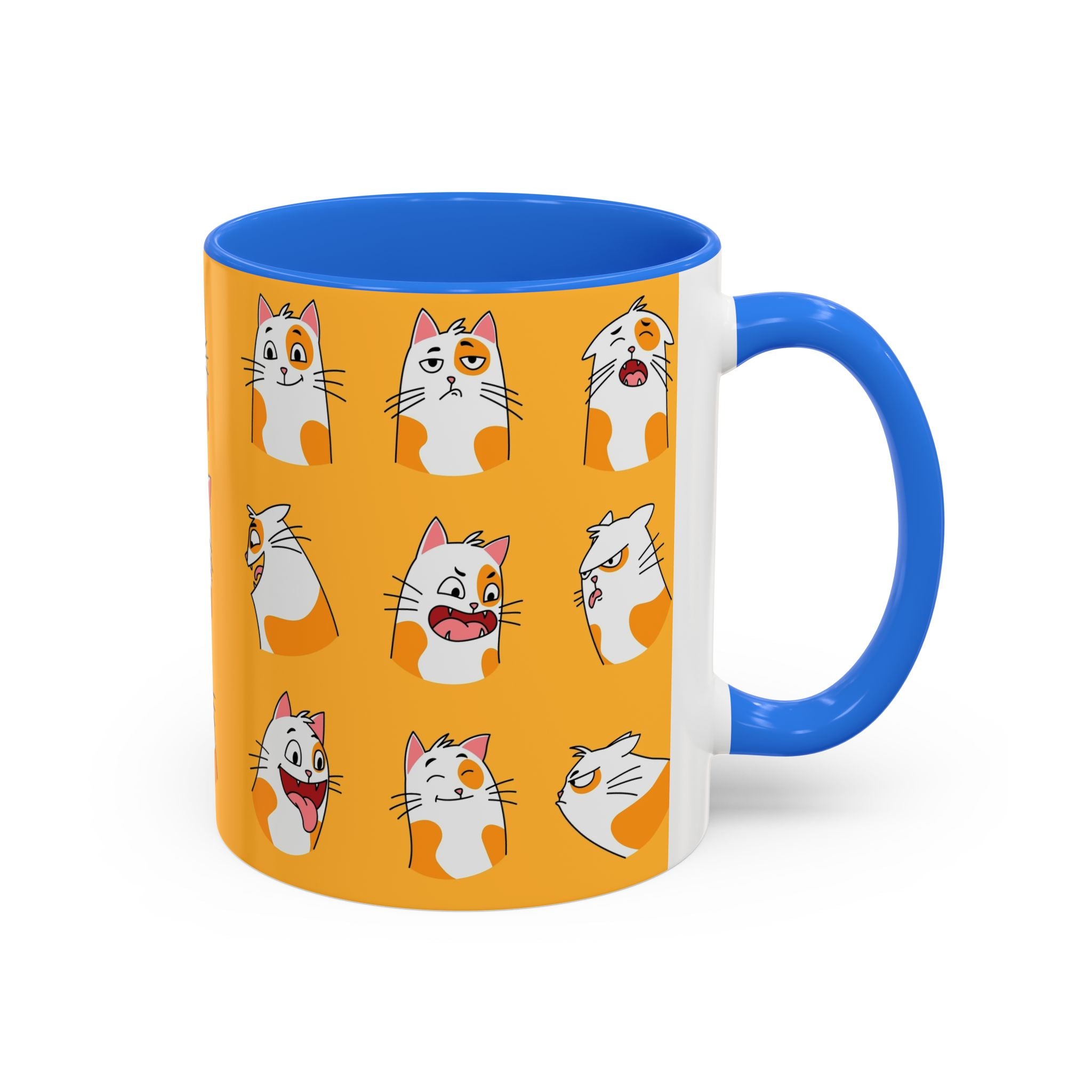 Orange expressive cat faces Mug | Ceramic coffee cup