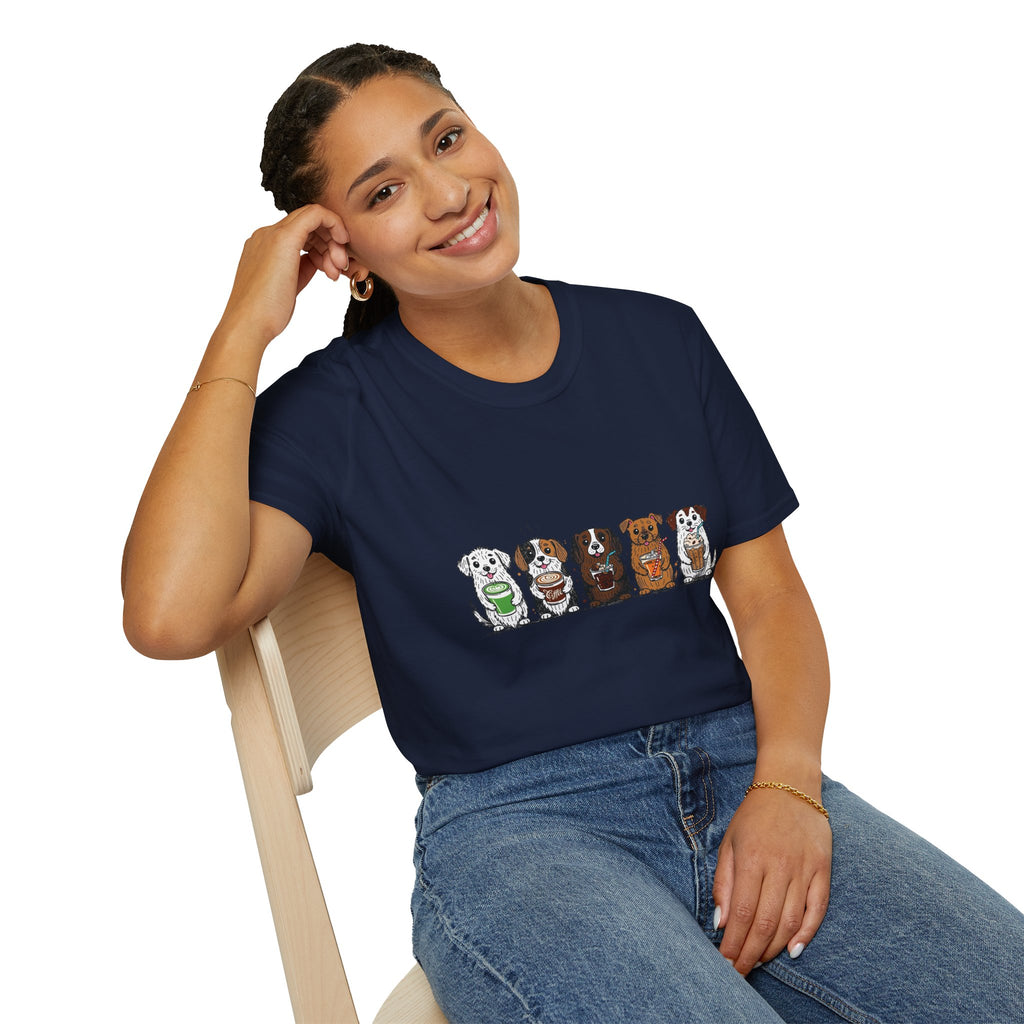 Cute Dachshund Lineup T-Shirt — Cartoon Wiener Dog Crew Graphic Tee