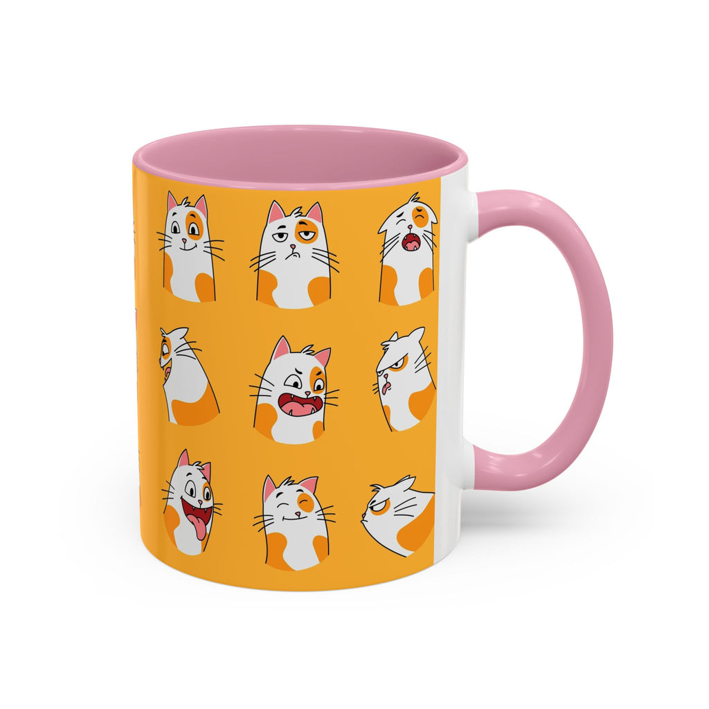 Orange expressive cat faces Mug | Ceramic coffee cup