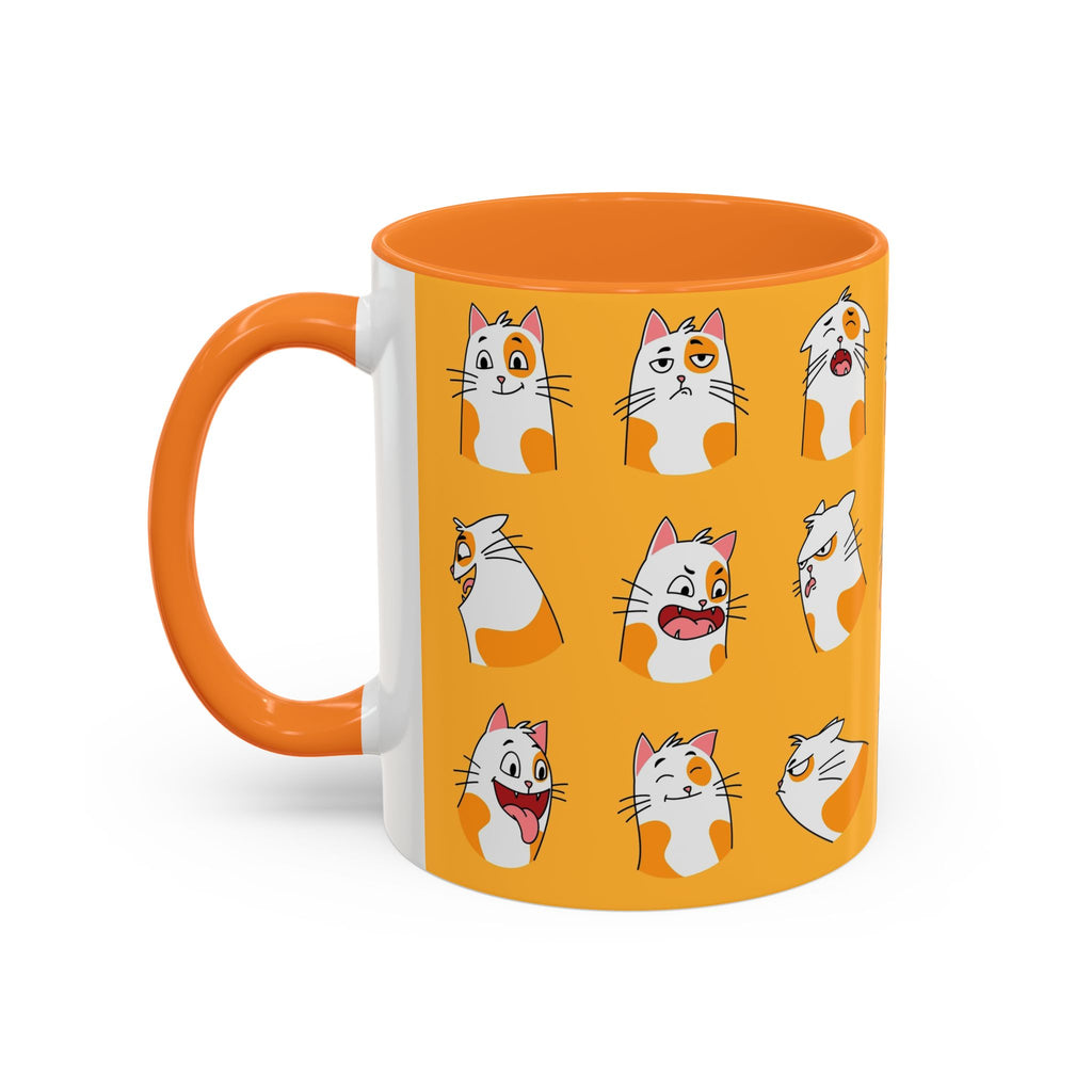 Orange expressive cat faces Mug | Ceramic coffee cup
