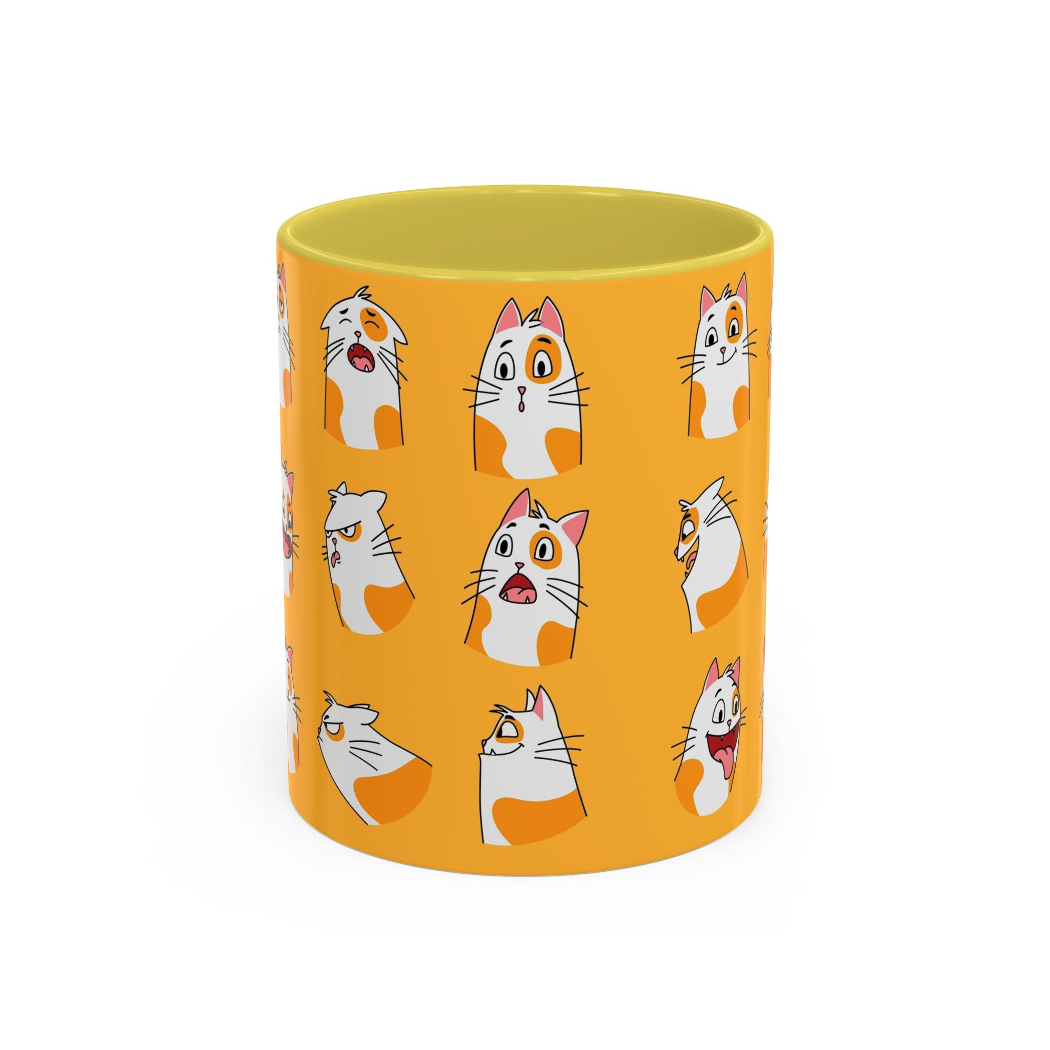 Orange expressive cat faces Mug | Ceramic coffee cup