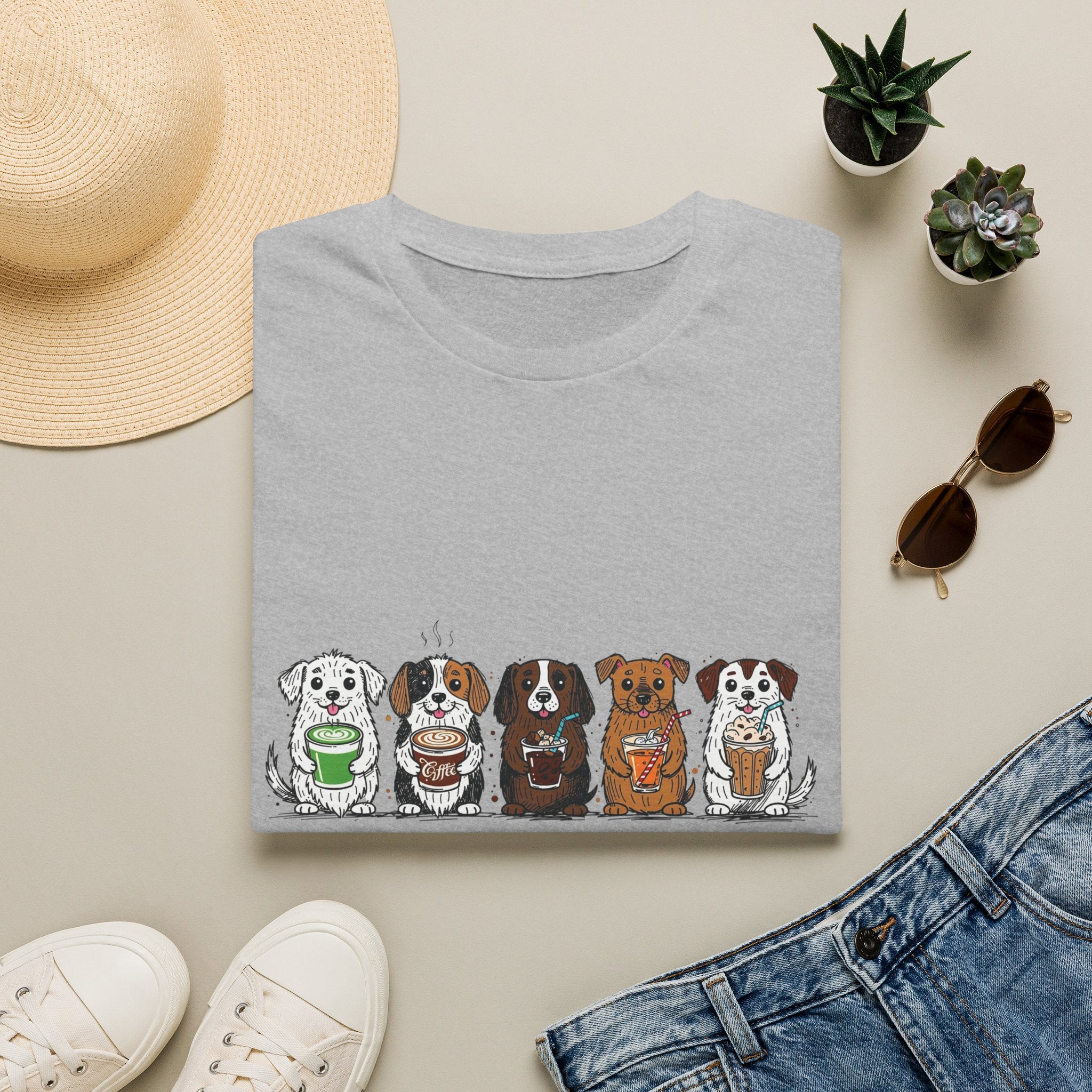 Cute Dachshund Lineup T-Shirt — Cartoon Wiener Dog Crew Graphic Tee