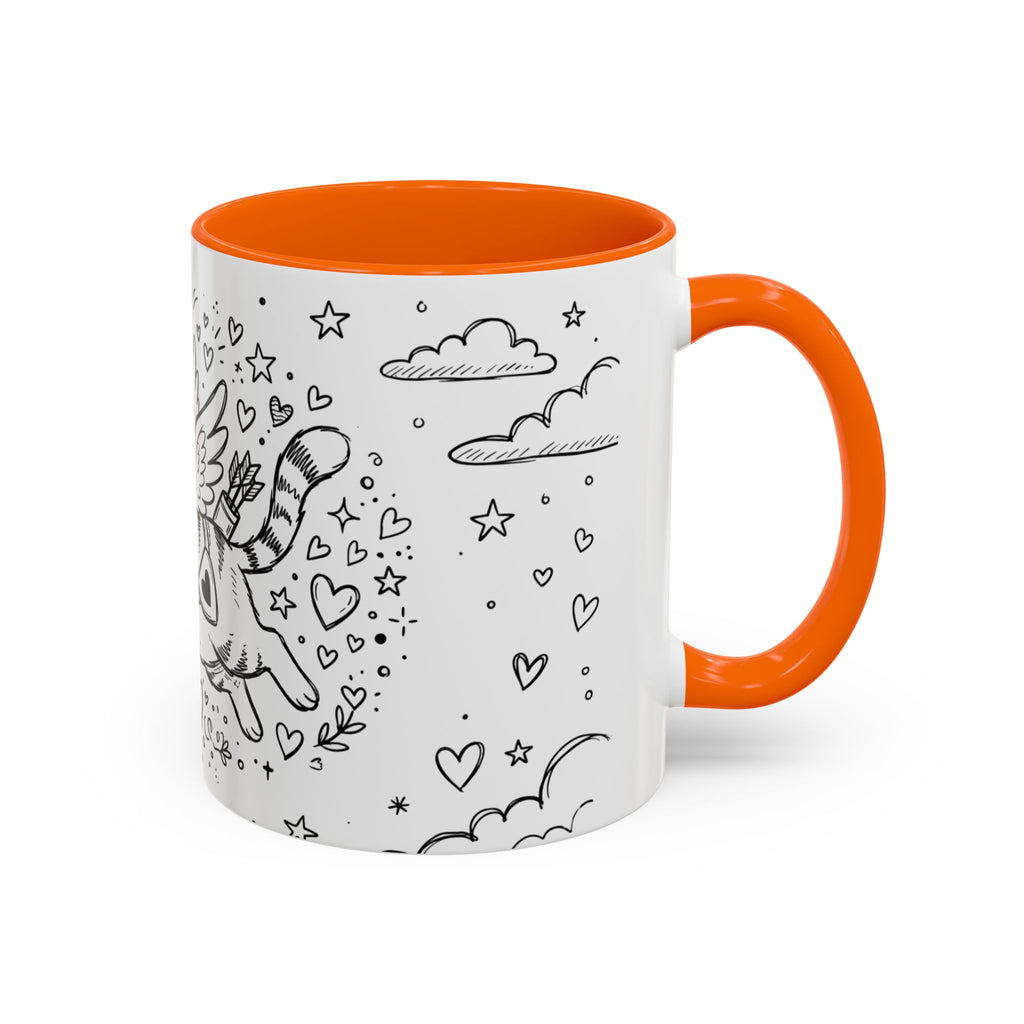 Winged Cupid Cat Coffee Mug — Cute Valentine Kitty Accent Mug (11/15 oz)