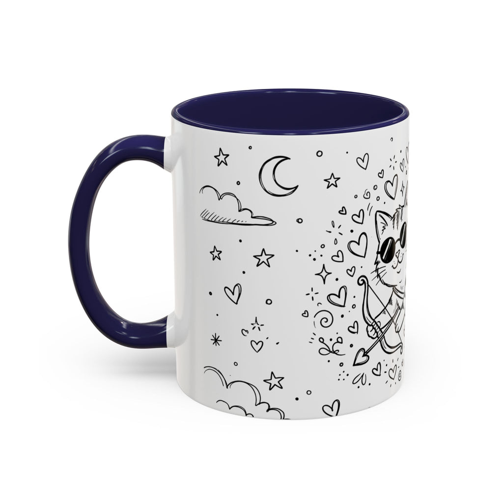 Winged Cupid Cat Coffee Mug — Cute Valentine Kitty Accent Mug (11/15 oz)