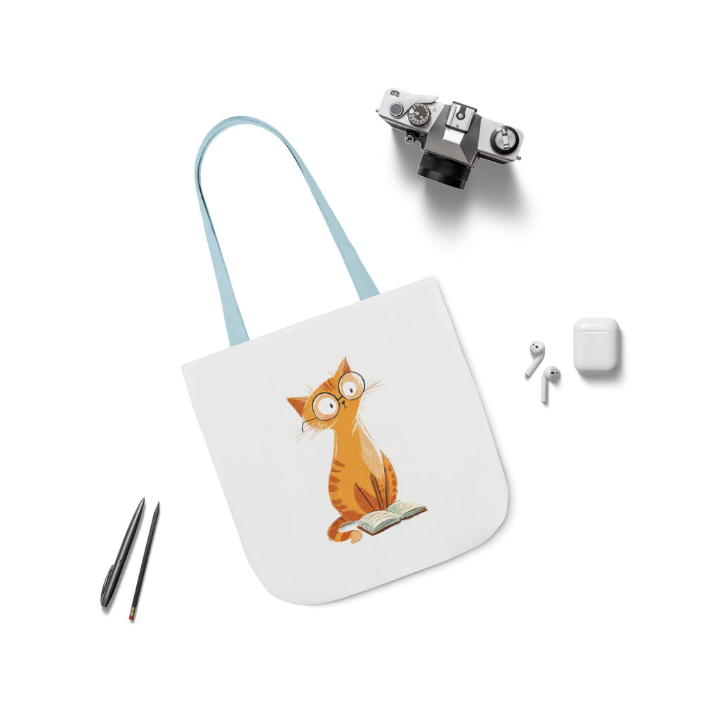 Cute Orange Cat with Glasses Tote Bag — Book-Lover Canvas Tote