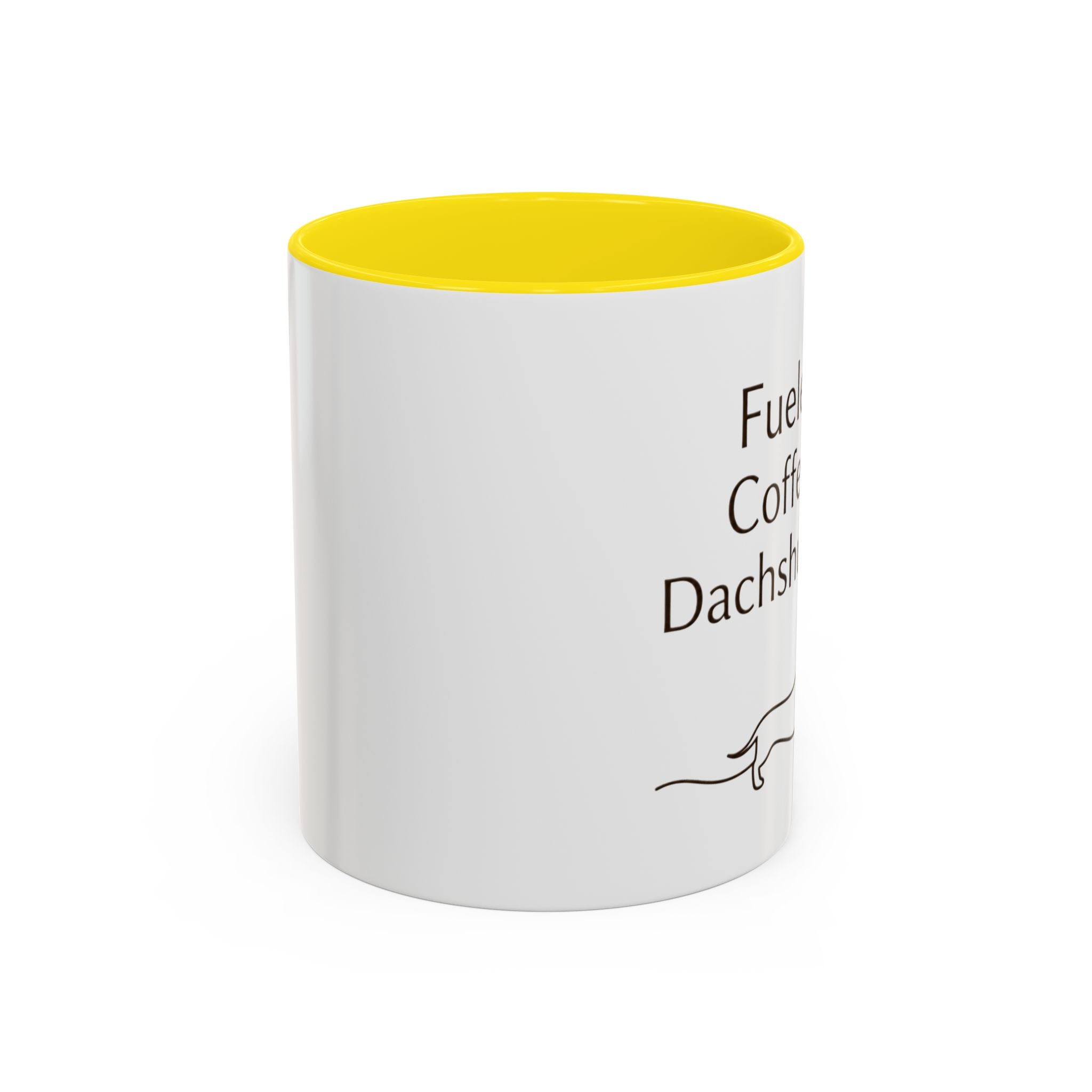 Dachshund Coffee Mug — “Fueled by Coffee and Dachshund Hair” Accent Ceramic Mug