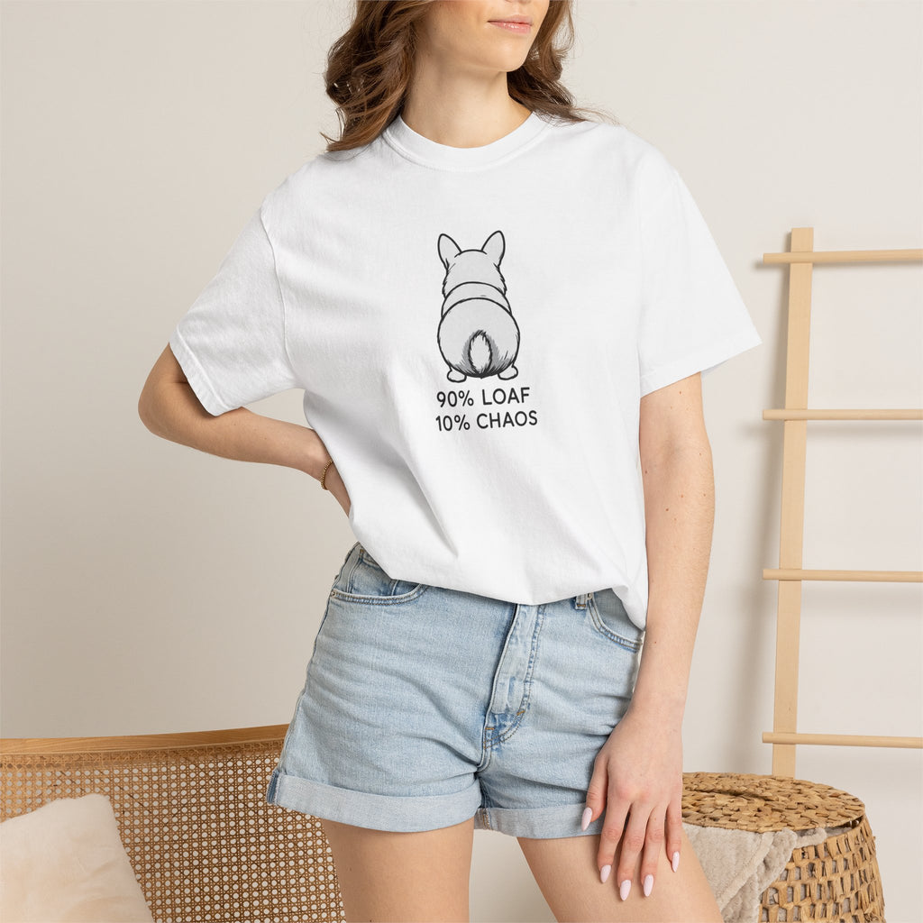 Corgi Butt T-Shirt — “90% Loaf 10% Chaos” Cute Dog Graphic Tee