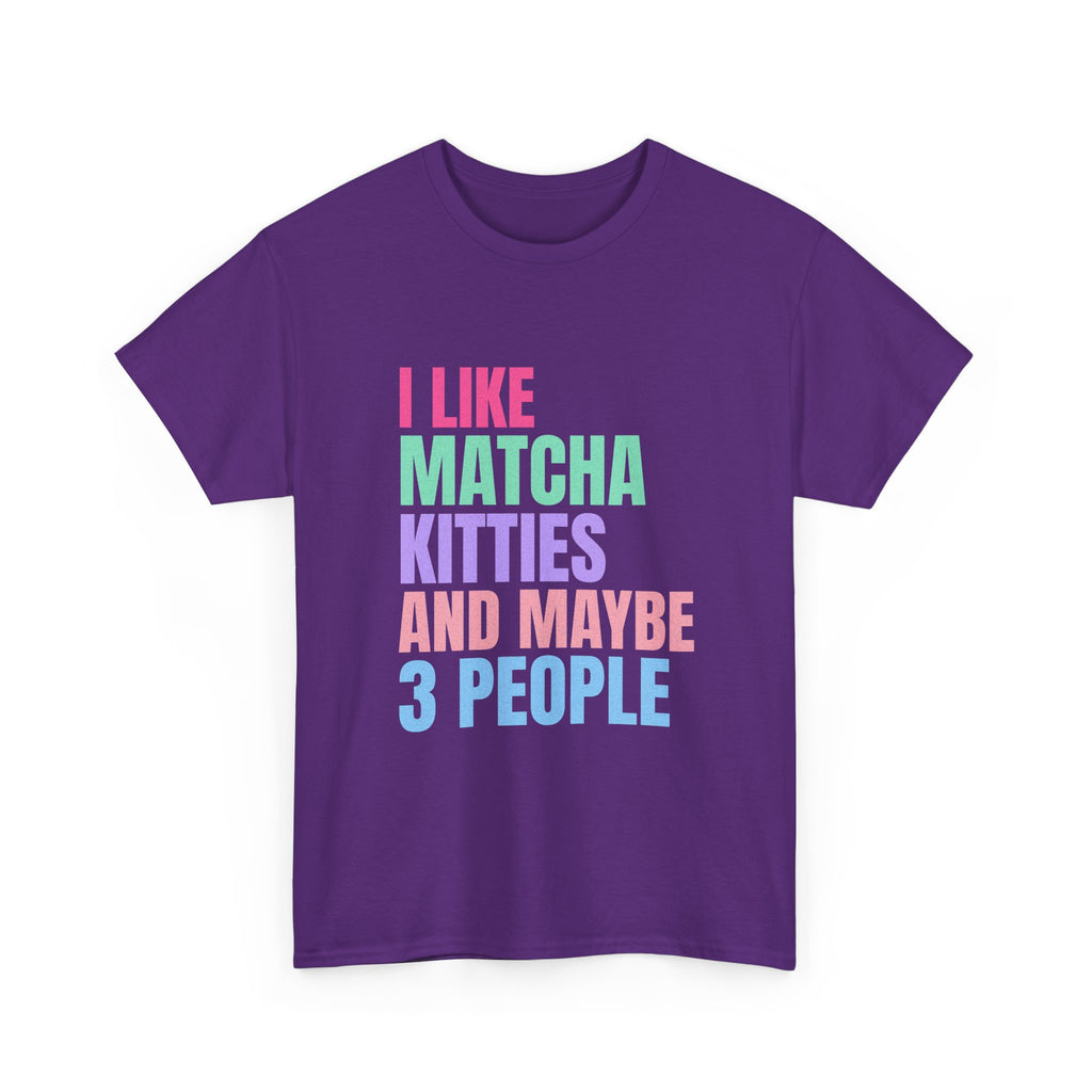 I Like Matcha Kitties And Maybe 3 People T-Shirt | Neon Palette Graphic Tee