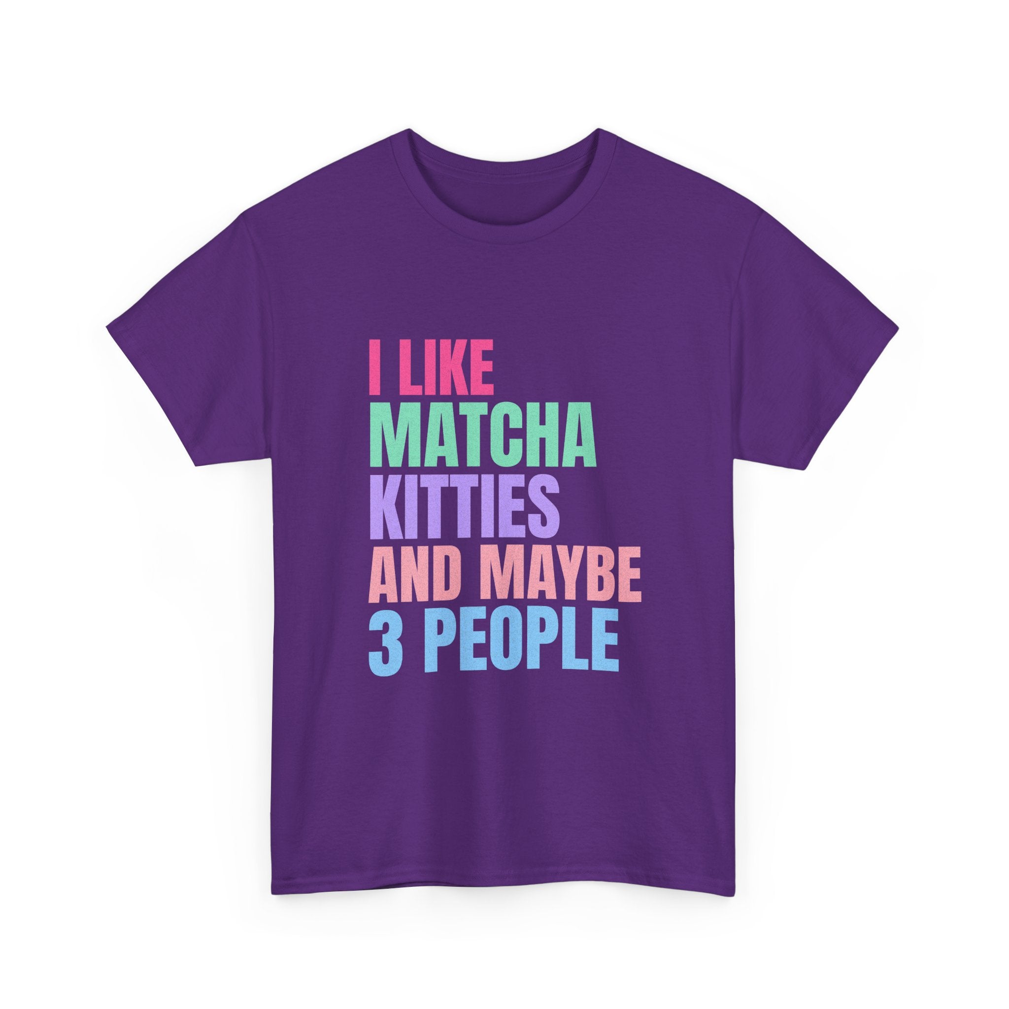 I Like Matcha Kitties And Maybe 3 People T-Shirt | Neon Palette Graphic Tee
