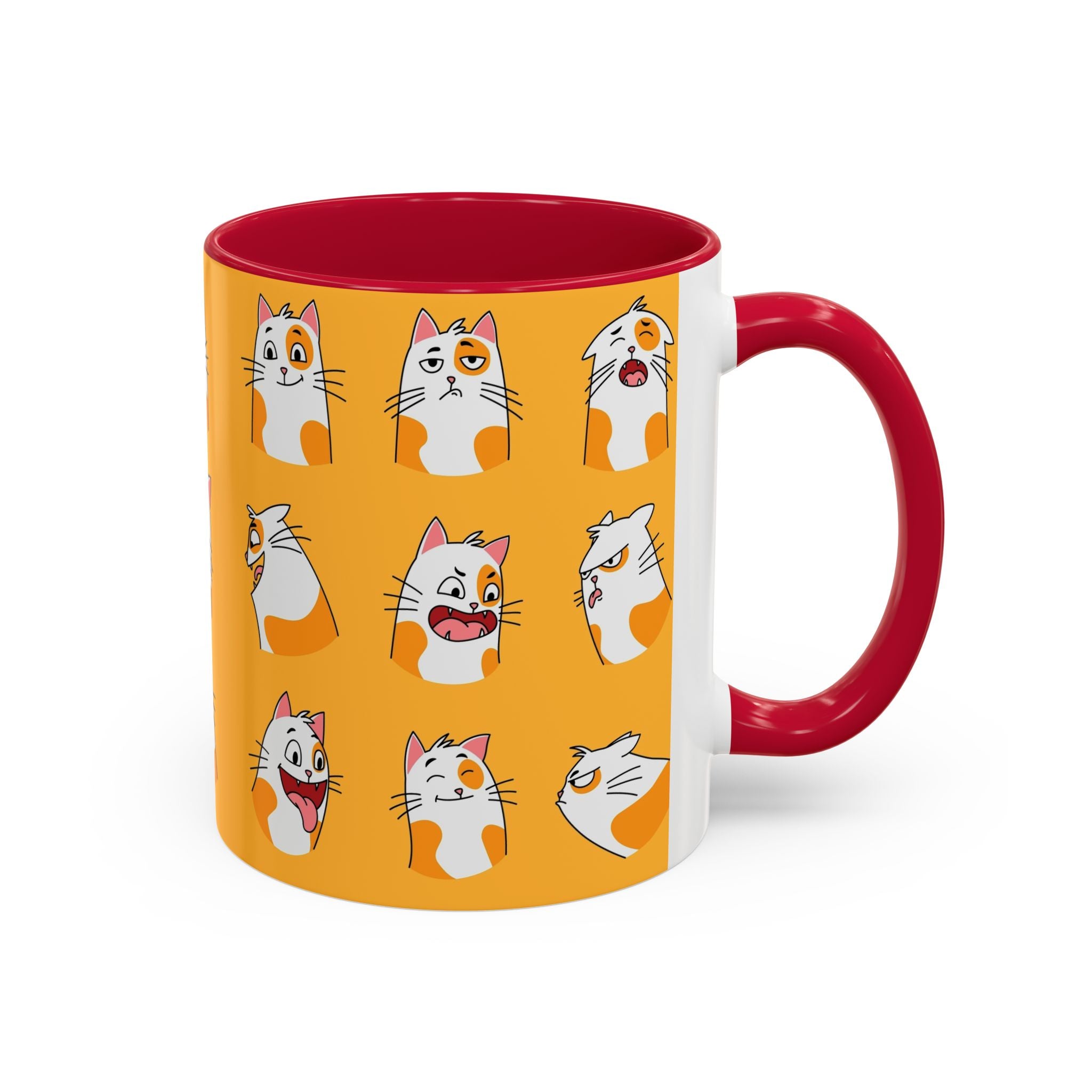 Orange expressive cat faces Mug | Ceramic coffee cup