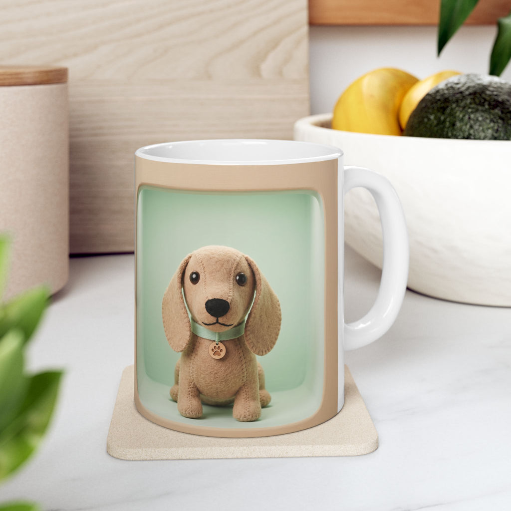 Cute Puppy Ceramic Mug — Retro Pastel Dog Coffee Cup (11oz, 15oz)