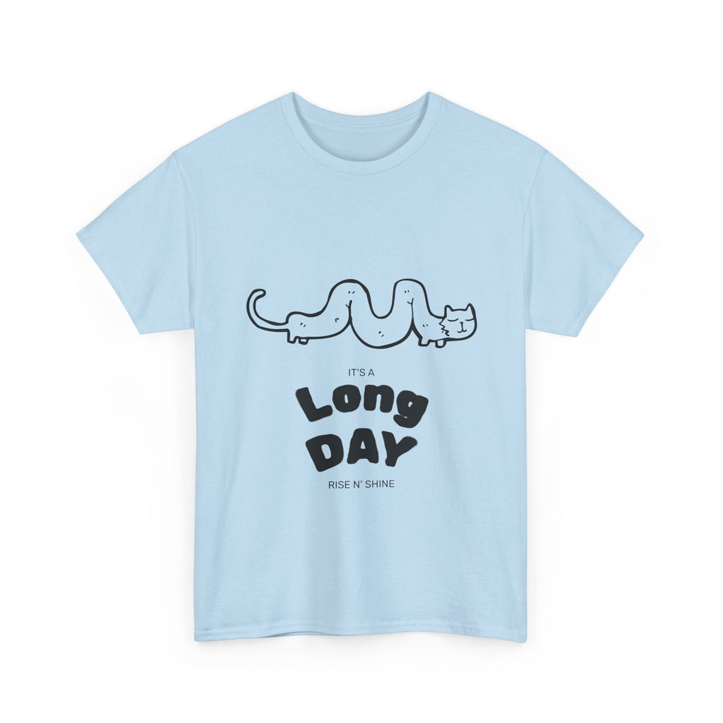 Long Day Cat T-Shirt — Cute Minimalist 'Long Day' Graphic Tee