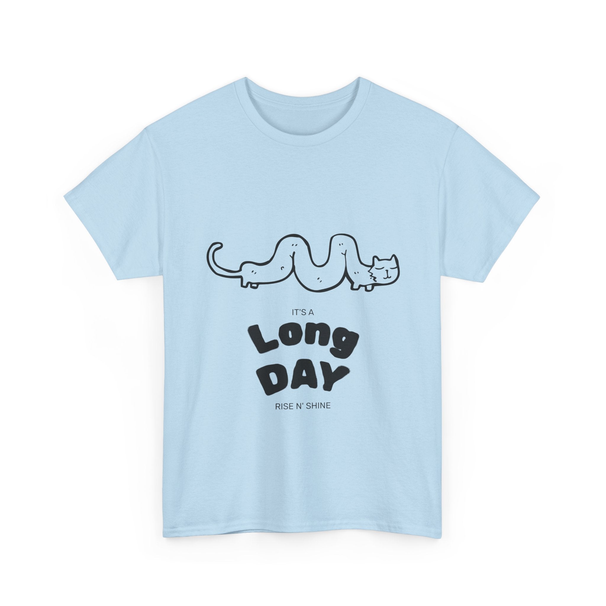 Long Day Cat T-Shirt — Cute Minimalist 'Long Day' Graphic Tee