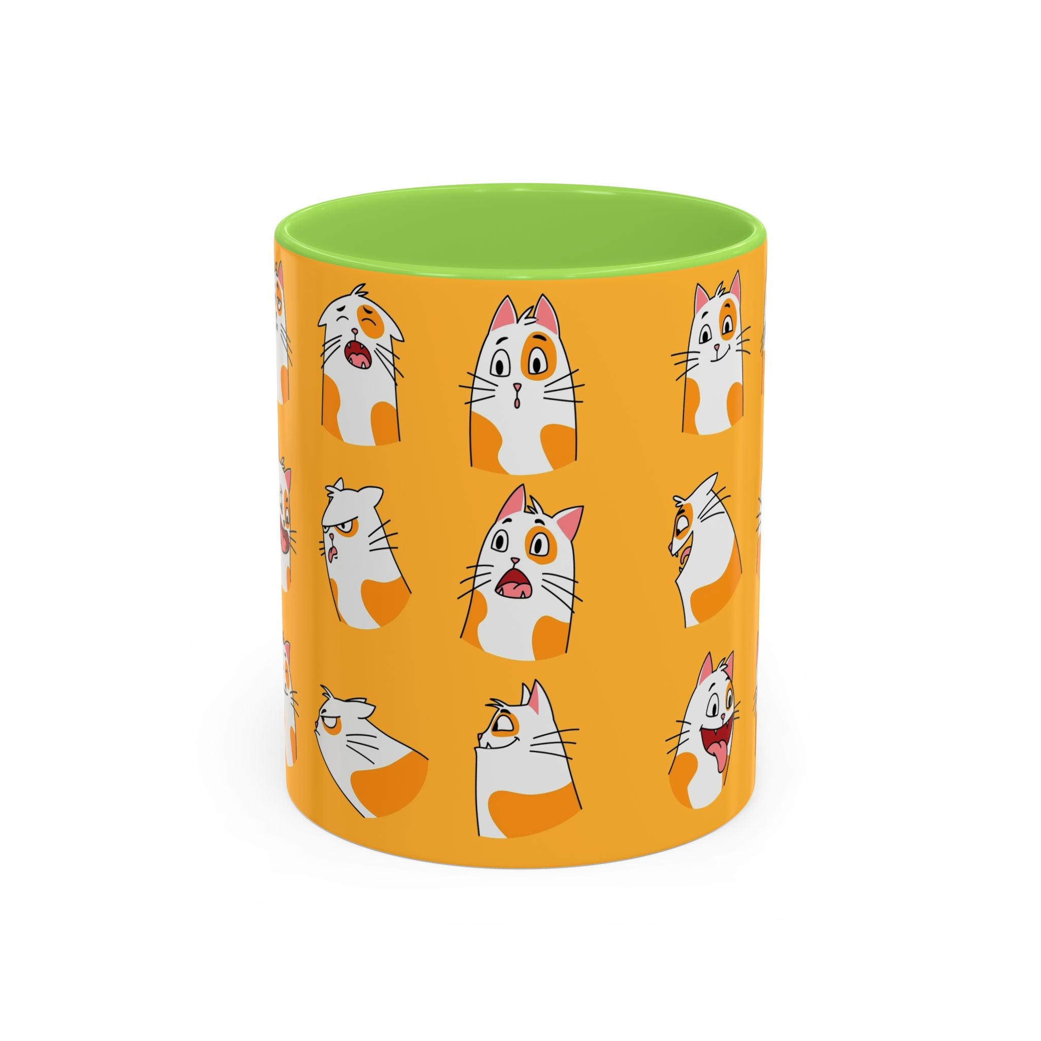 Orange expressive cat faces Mug | Ceramic coffee cup