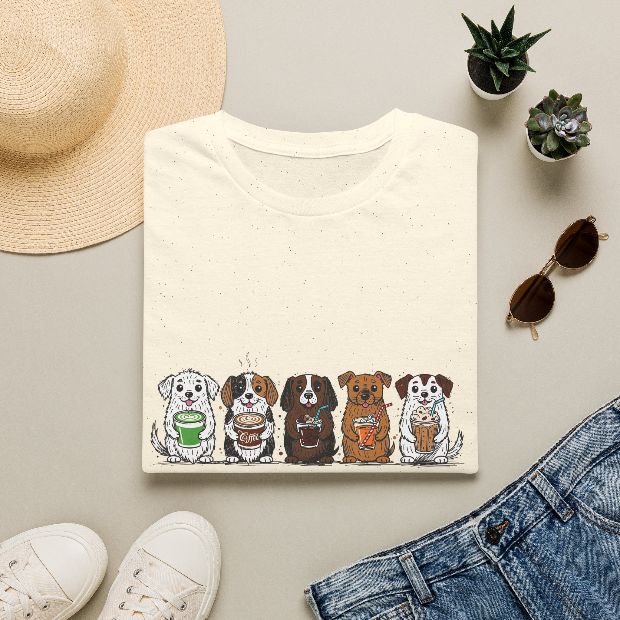 Cute Dachshund Lineup T-Shirt — Cartoon Wiener Dog Crew Graphic Tee