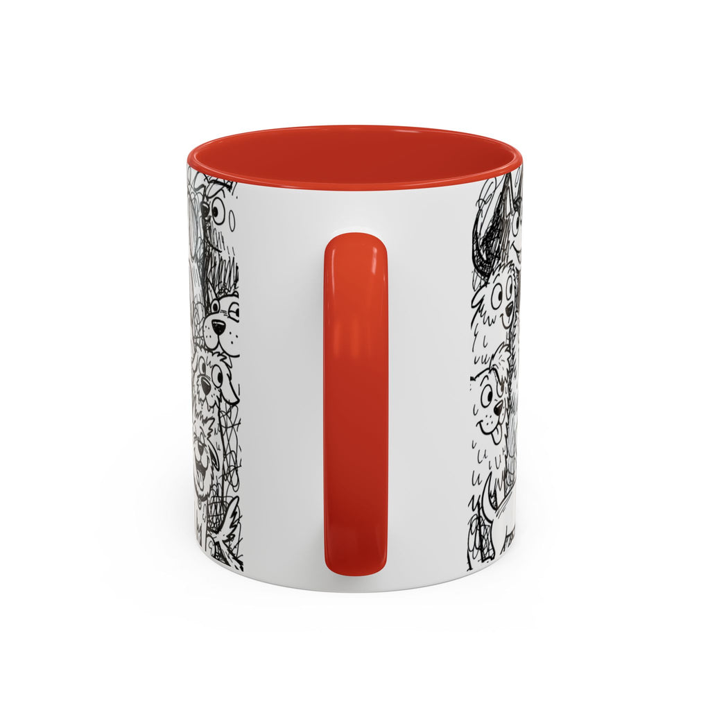 Black & White Cute Dogs Accent Coffee Mug (11/15oz) — Patterned Puppy Tea Cup