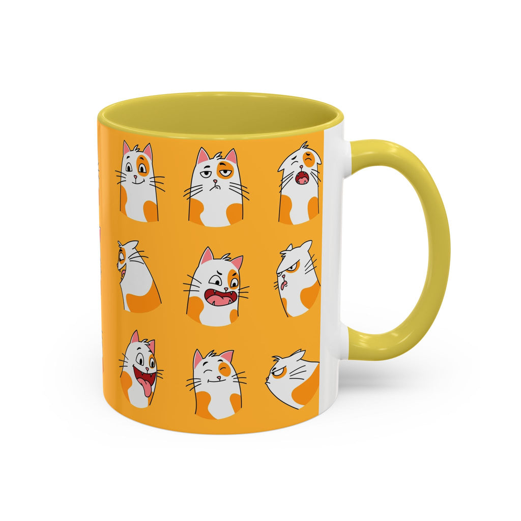 Orange expressive cat faces Mug | Ceramic coffee cup