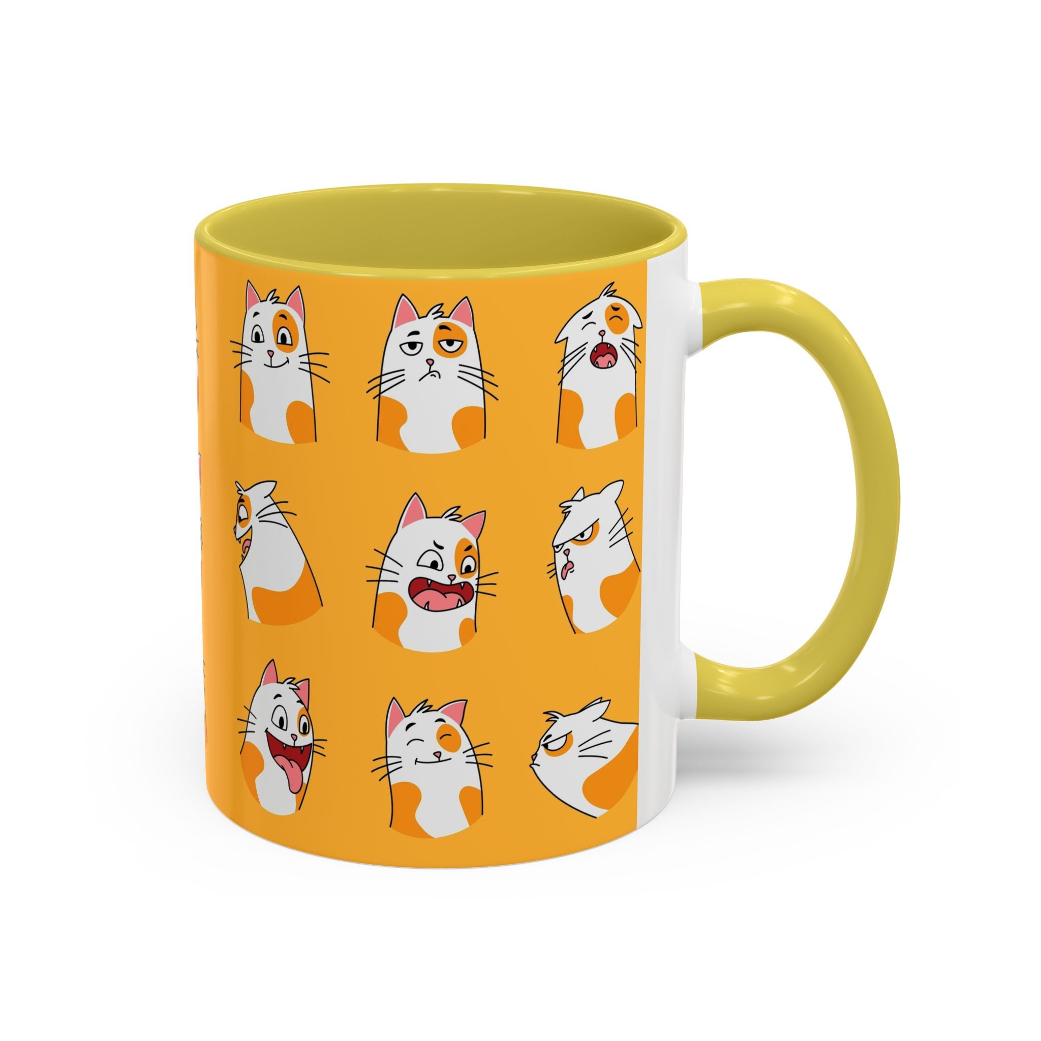 Orange expressive cat faces Mug | Ceramic coffee cup