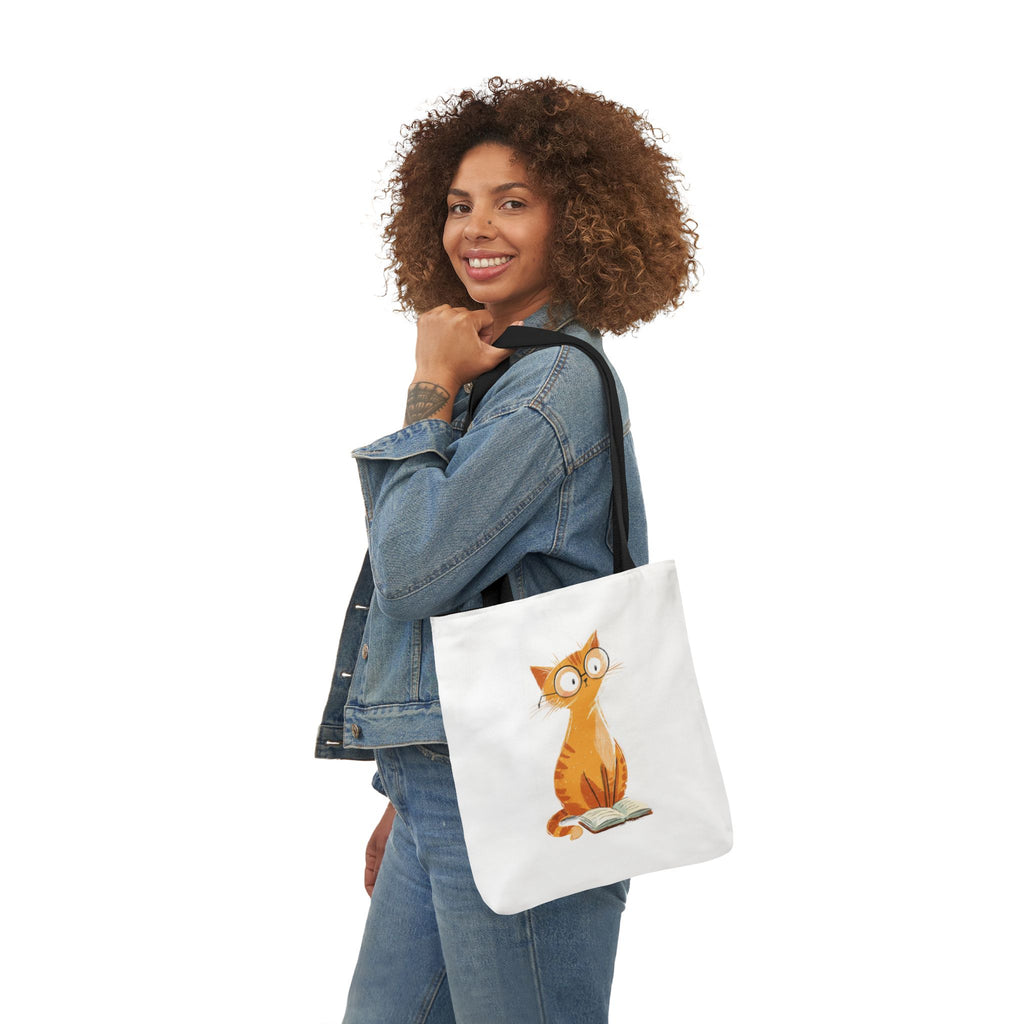 Cute Orange Cat with Glasses Tote Bag — Book-Lover Canvas Tote