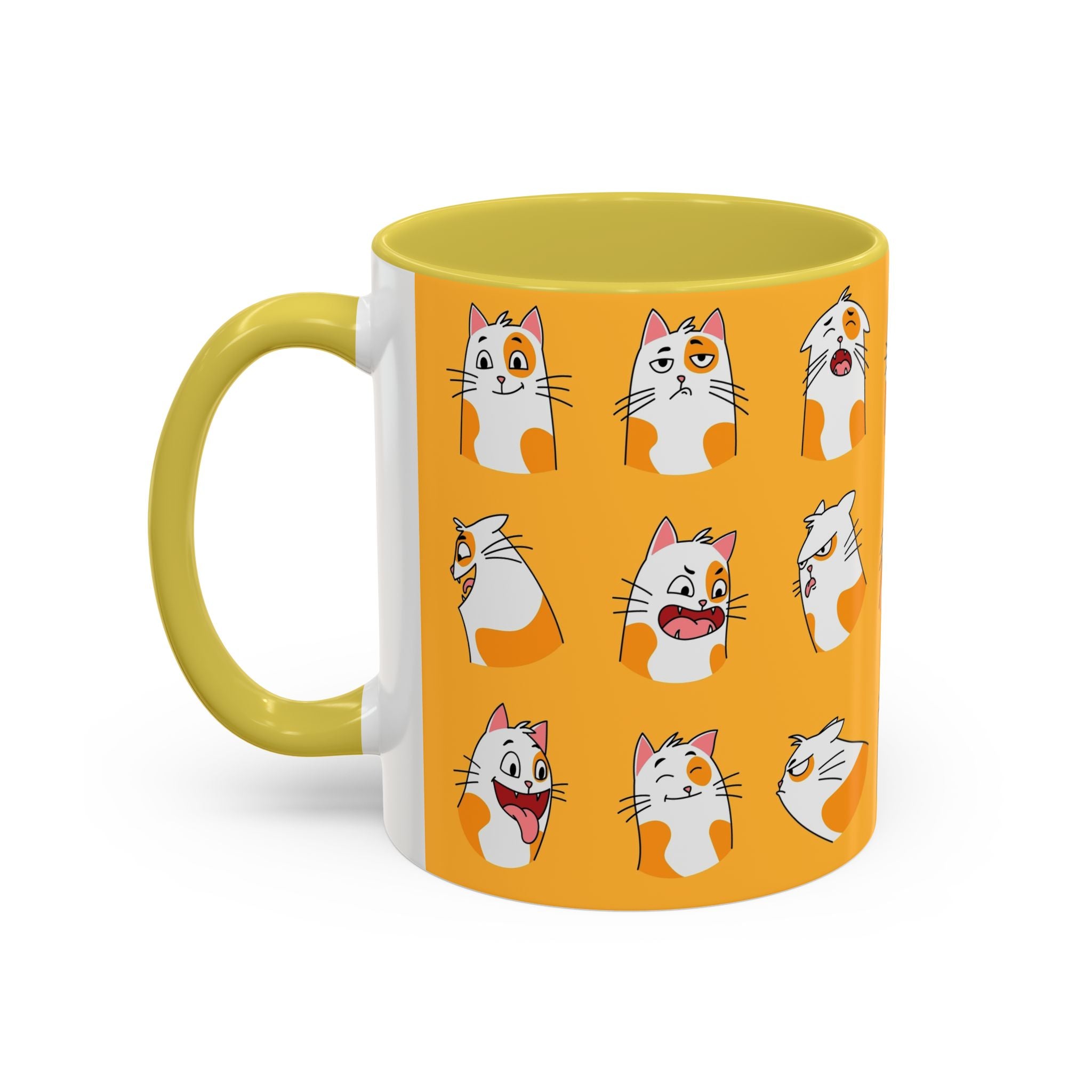 Orange expressive cat faces Mug | Ceramic coffee cup